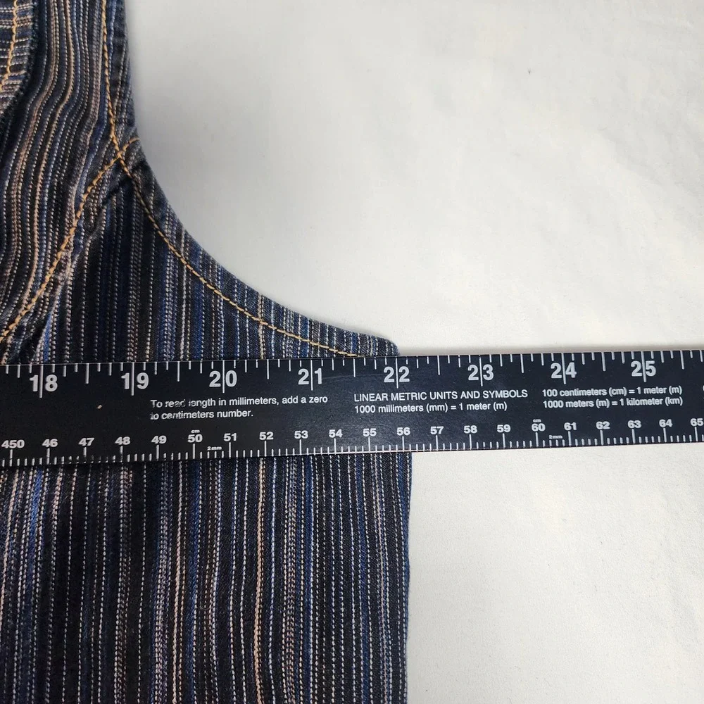 Vintage Y2K Lined Denim Womens‎ Striped Vest 14 16 Western Barn Equestrian Twee